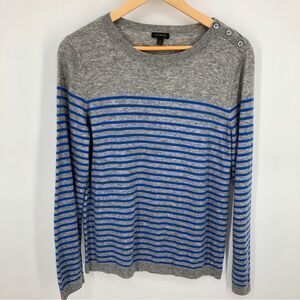 Talbots‎ Lambswool Blend Stripe Sweater Womens Large Gray Blue Stripe